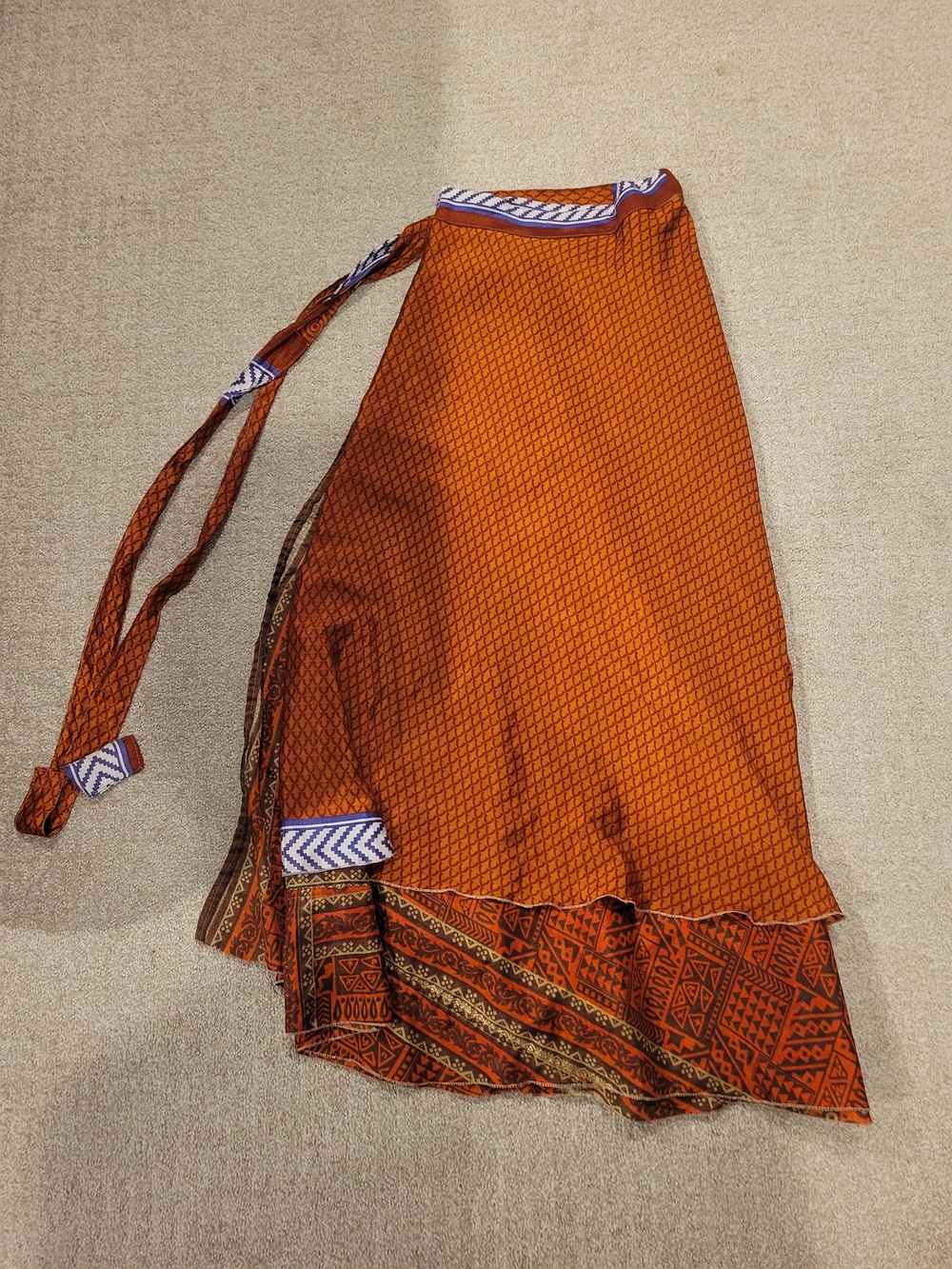 🌴Boho Wrap Midi Skirt in Rust Brown (Bought at Market in Hawaii 🌴) READ - Picture 2 of 3
